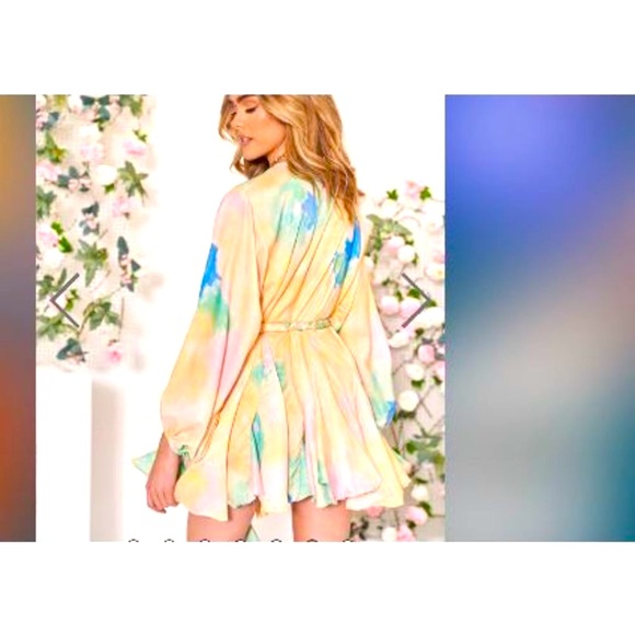 ✨NWOT✨SAVED BY THE DRESS✨YELLOW TIE-DYE MINI - Picture 6 of 7